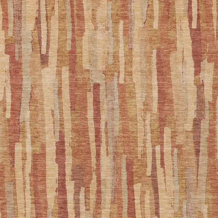 8' X 10' Salmon And Terra Cotta Striped Washable Indoor Outdoor Area Rug