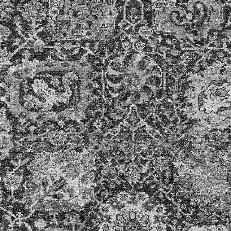 8' X 10' Gray And Ash Gray Damask Washable Indoor Outdoor Area Rug