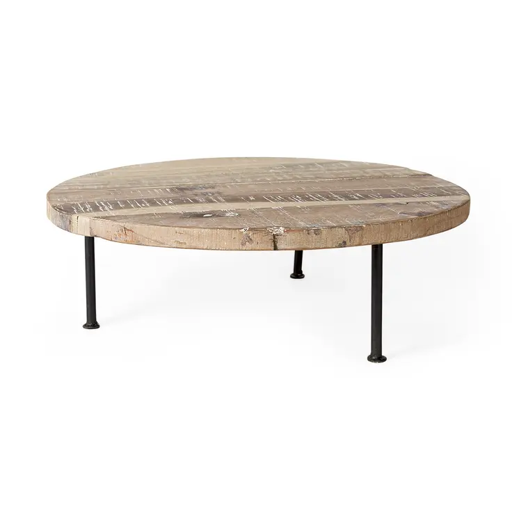 20" Light Brown And Black Solid Wood Handmade Round Riser Tray