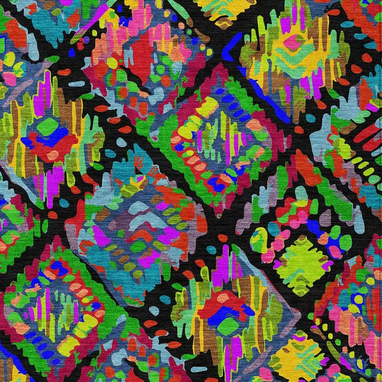 8' X 10' Black Yellow And Green Geometric Washable Indoor Outdoor Area Rug