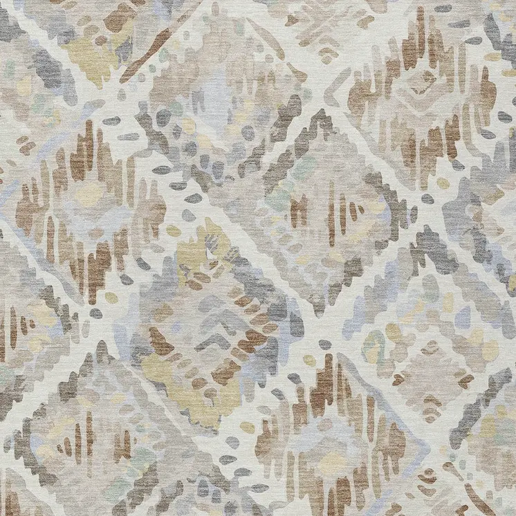 3' X 5' Ivory And Cream Geometric Washable Indoor Outdoor Area Rug