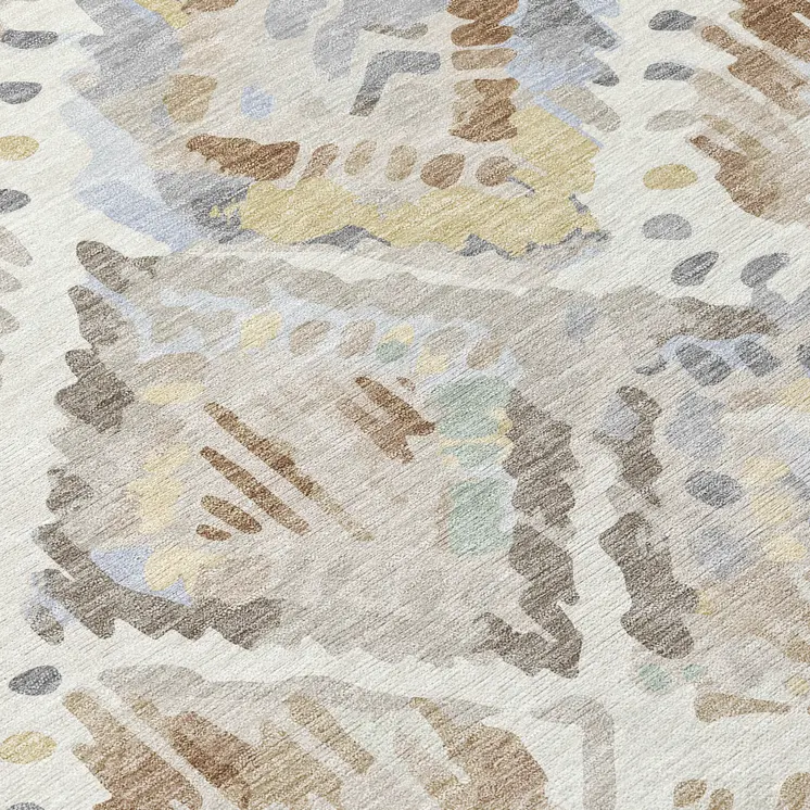 8' X 10' Ivory And Cream Geometric Washable Indoor Outdoor Area Rug