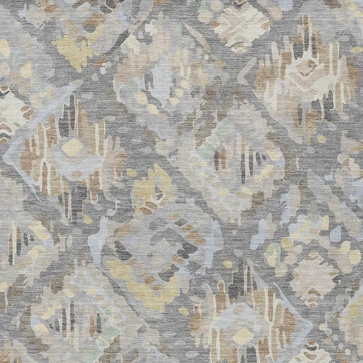 3' X 5' Gray And Brown Geometric Washable Indoor Outdoor Area Rug