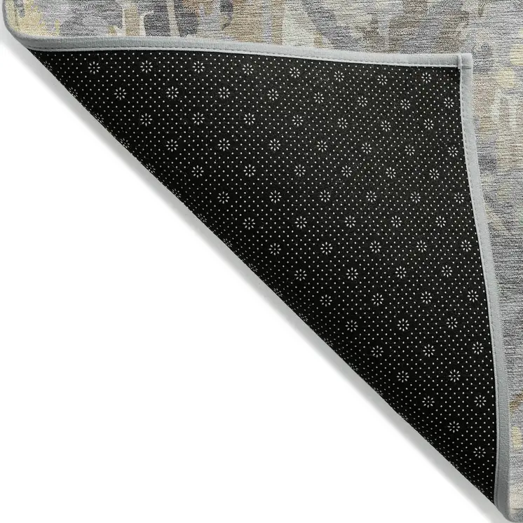 5' X 8' Gray And Brown Geometric Washable Indoor Outdoor Area Rug