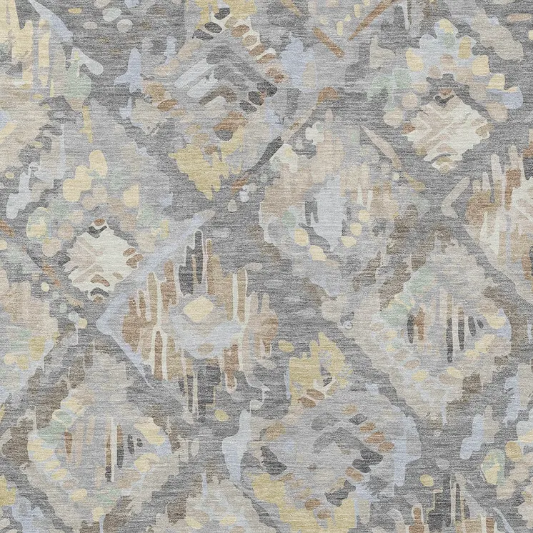 8' X 10' Gray And Brown Geometric Washable Indoor Outdoor Area Rug