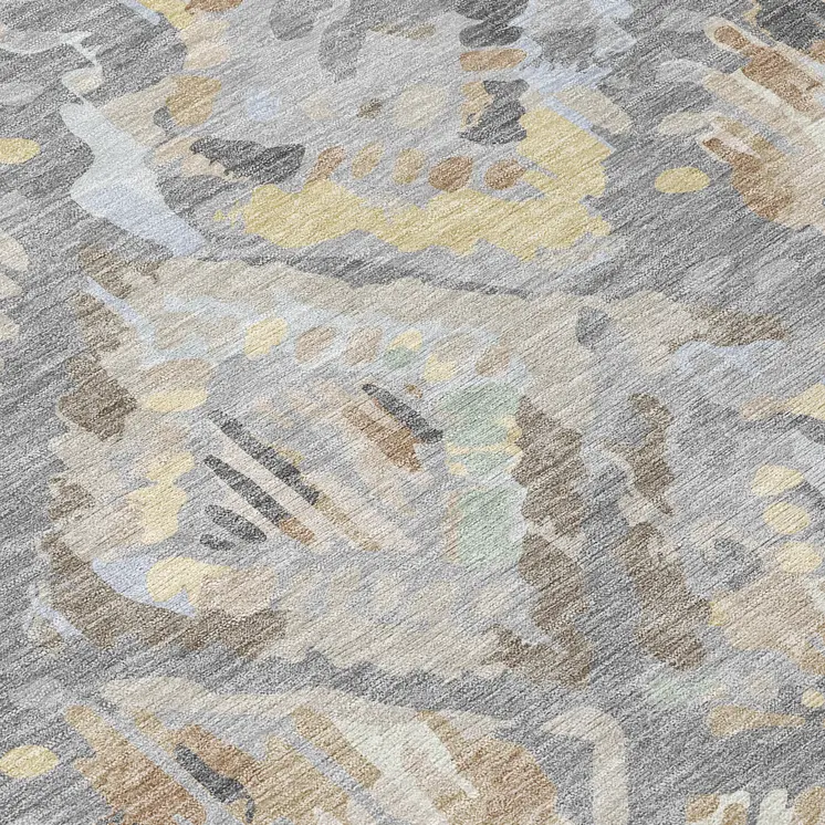 8' X 10' Gray And Brown Geometric Washable Indoor Outdoor Area Rug