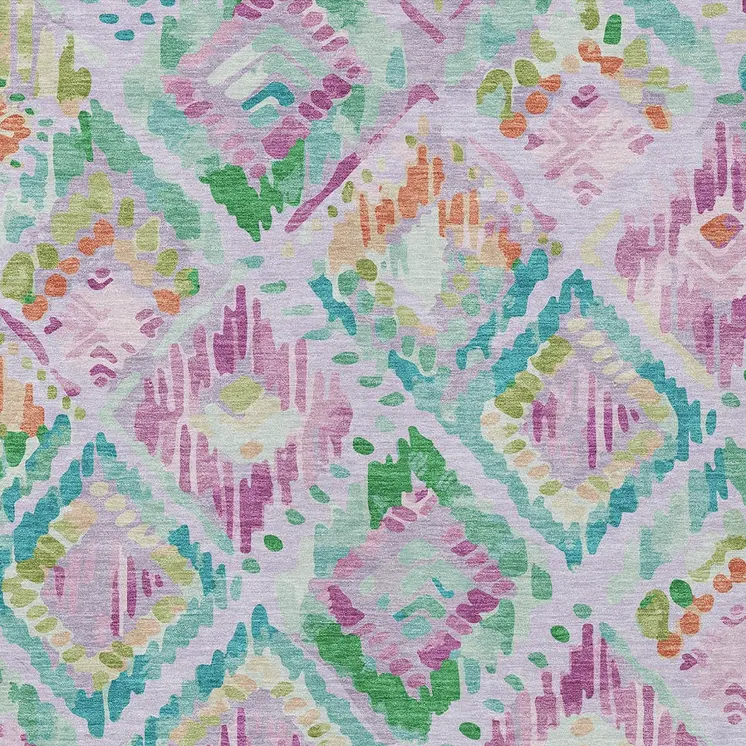 8' X 10' Lavender And Purple Geometric Washable Indoor Outdoor Area Rug