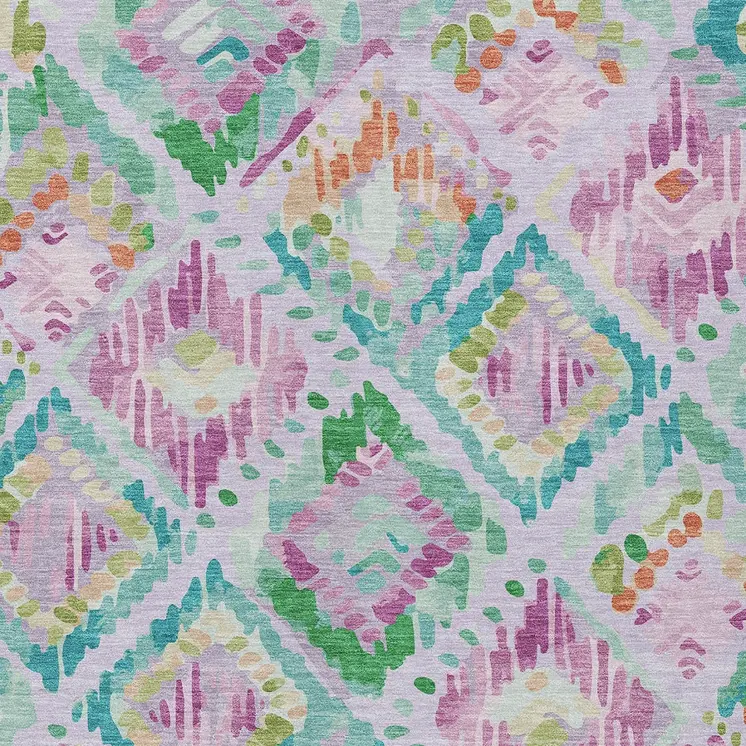 10' X 14' Lavender And Purple Geometric Washable Indoor Outdoor Area Rug