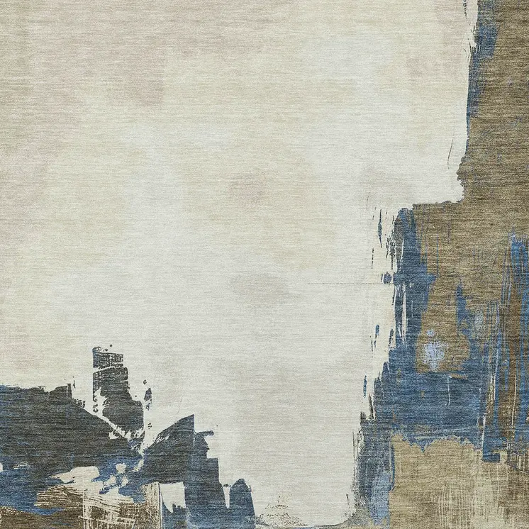 3' X 5' Beige And Brown Abstract Washable Indoor Outdoor Area Rug