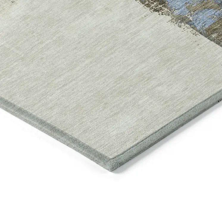 8' Beige And Brown Round Abstract Washable Indoor Outdoor Area Rug