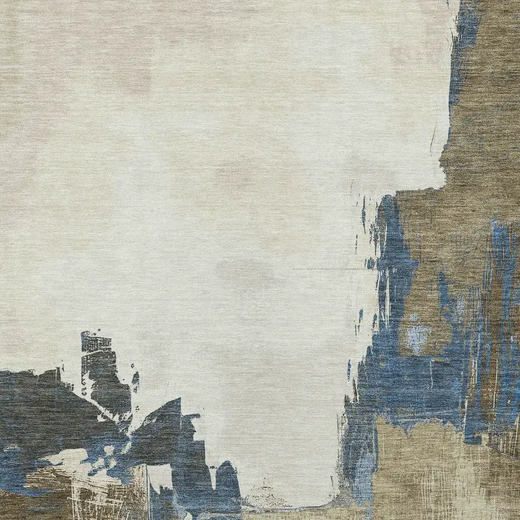 9' X 12' Beige And Brown Abstract Washable Indoor Outdoor Area Rug