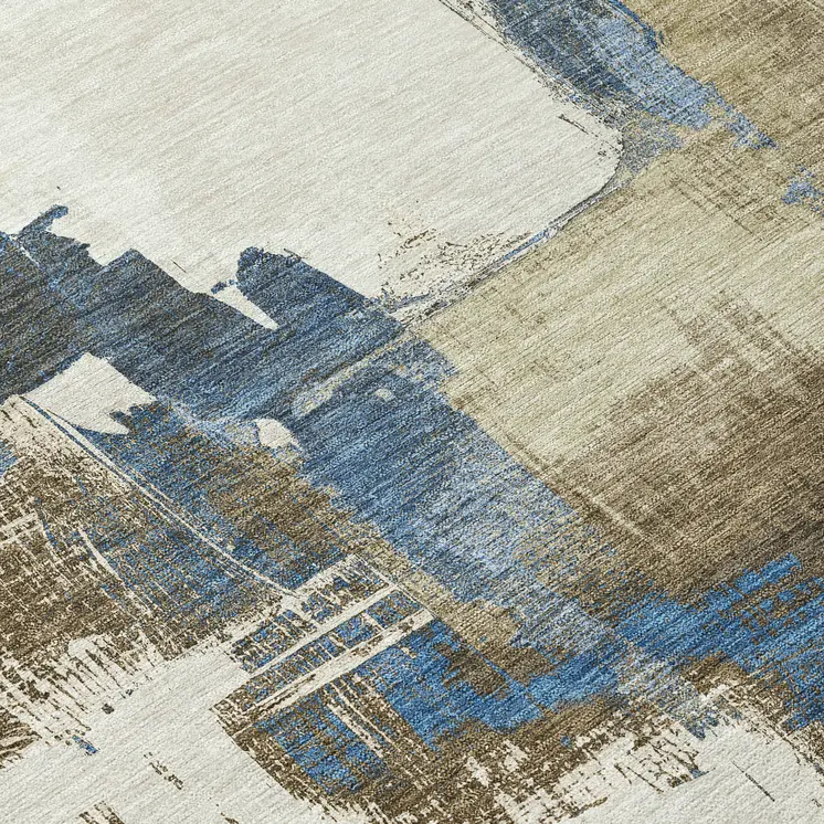 9' X 12' Beige And Brown Abstract Washable Indoor Outdoor Area Rug