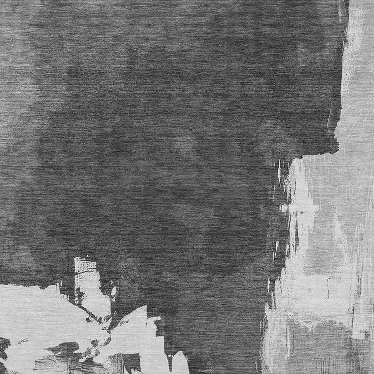 5' X 8' Gray And Smoky Black Abstract Washable Indoor Outdoor Area Rug