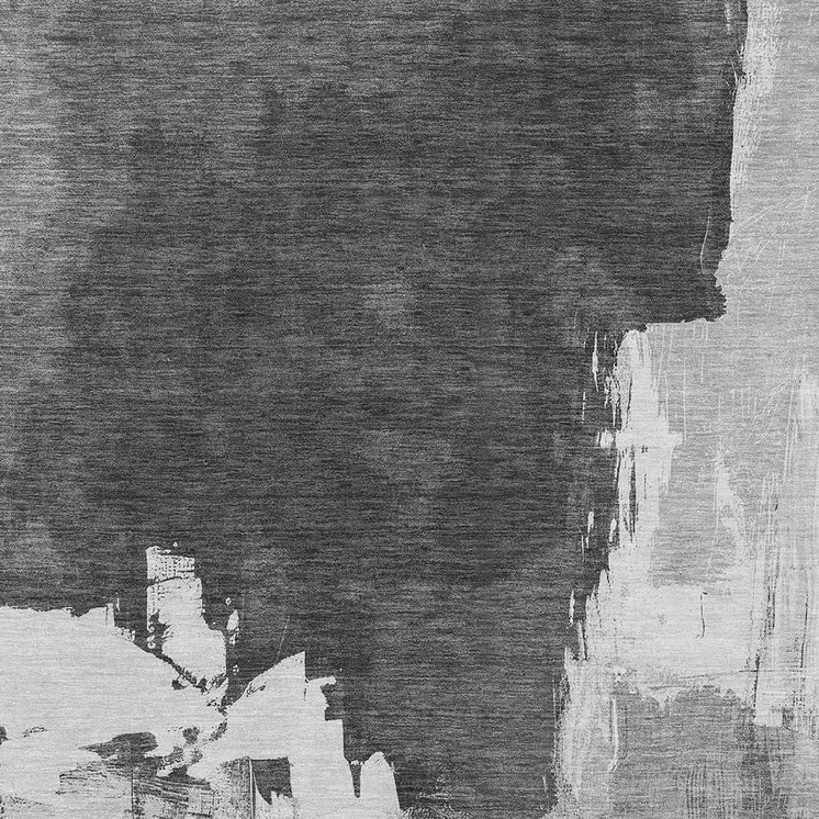 9' X 12' Gray And Smoky Black Abstract Washable Indoor Outdoor Area Rug