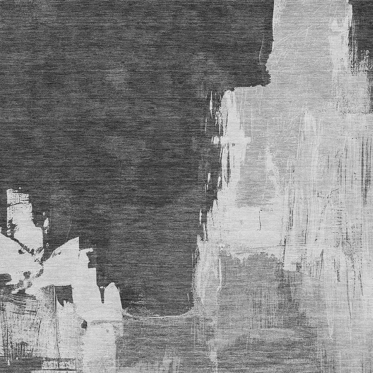 10' X 14' Gray And Smoky Black Abstract Washable Indoor Outdoor Area Rug