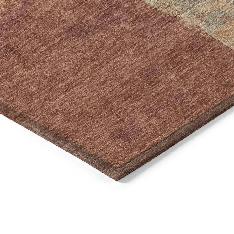 10' X 14' Orange And Burnt Orange Abstract Washable Indoor Outdoor Area Rug