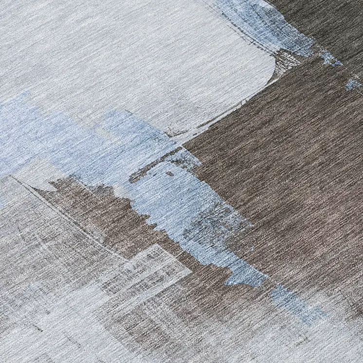 3' X 5' Sky Blue And Blue Abstract Washable Indoor Outdoor Area Rug
