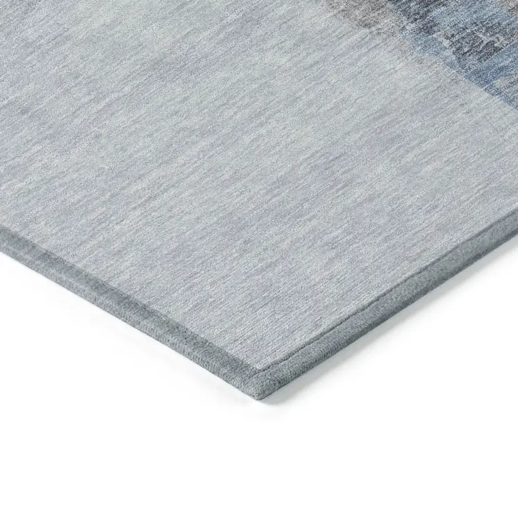 8' Sky Blue And Blue Round Abstract Washable Indoor Outdoor Area Rug