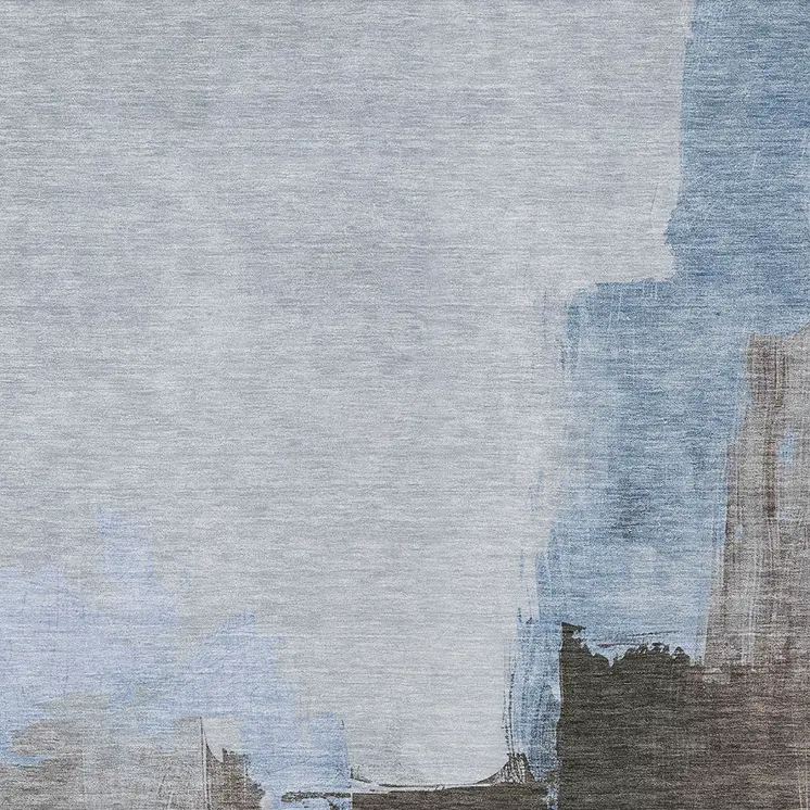 10' X 14' Sky Blue And Blue Abstract Washable Indoor Outdoor Area Rug