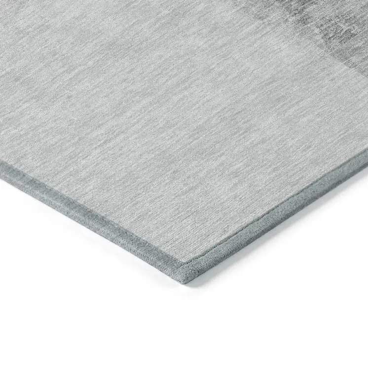 10' X 14' Silver And Gray Abstract Washable Indoor Outdoor Area Rug
