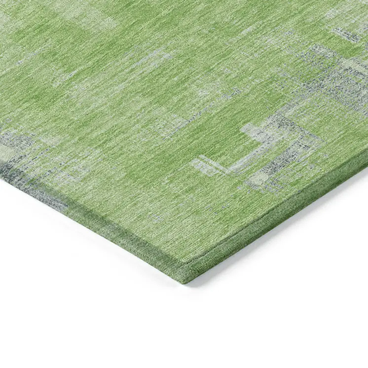 10' X 14' Artichoke Green And Green Abstract Washable Indoor Outdoor Area Rug