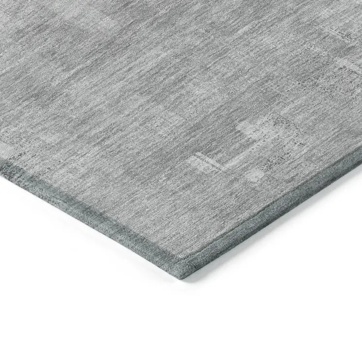 3' X 5' Gray And Off White Abstract Washable Indoor Outdoor Area Rug