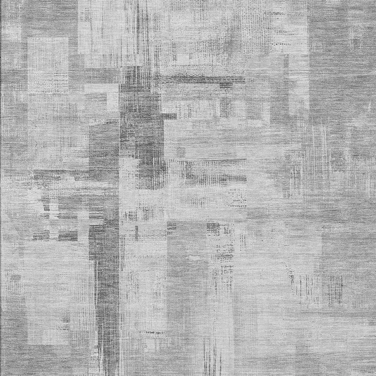 3' X 5' Gray And Off White Abstract Washable Indoor Outdoor Area Rug