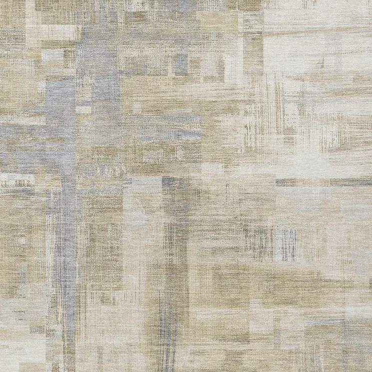 8' X 10' Ivory And Beige Abstract Washable Indoor Outdoor Area Rug