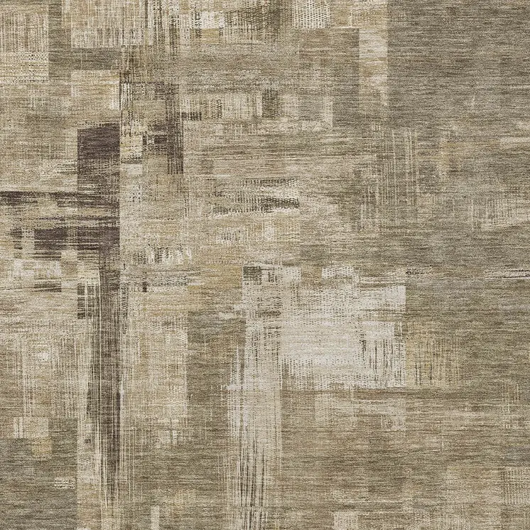3' X 5' Brown And Beige Abstract Washable Indoor Outdoor Area Rug