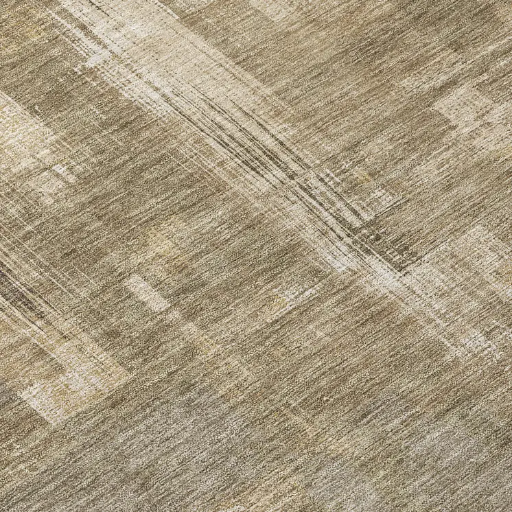 8' Brown And Beige Round Abstract Washable Indoor Outdoor Area Rug