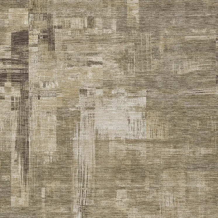 9' X 12' Brown And Beige Abstract Washable Indoor Outdoor Area Rug
