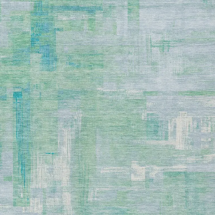 5' X 8' Sky Blue And Blue Abstract Washable Indoor Outdoor Area Rug