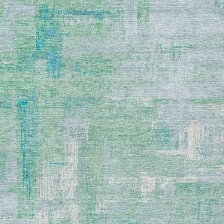 9' X 12' Sky Blue And Blue Abstract Washable Indoor Outdoor Area Rug