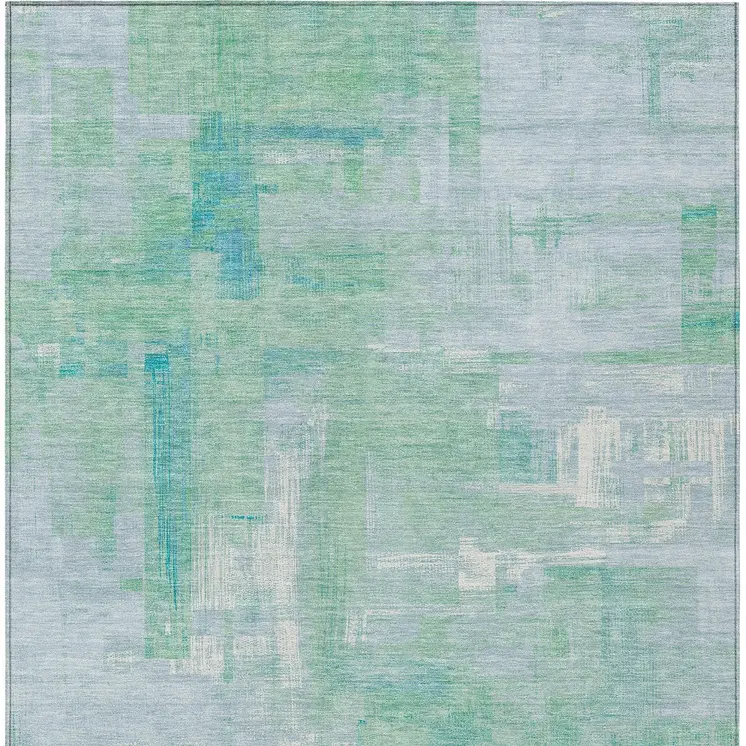 10' X 14' Sky Blue And Blue Abstract Washable Indoor Outdoor Area Rug