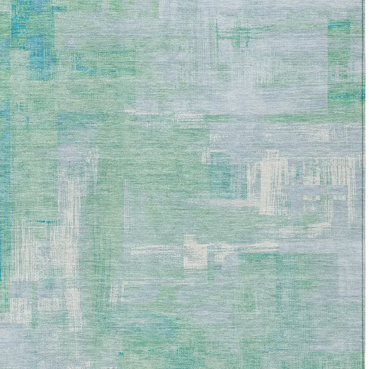 10' X 14' Sky Blue And Blue Abstract Washable Indoor Outdoor Area Rug