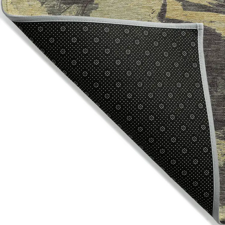3' X 5' Charcoal And Gray Abstract Washable Indoor Outdoor Area Rug