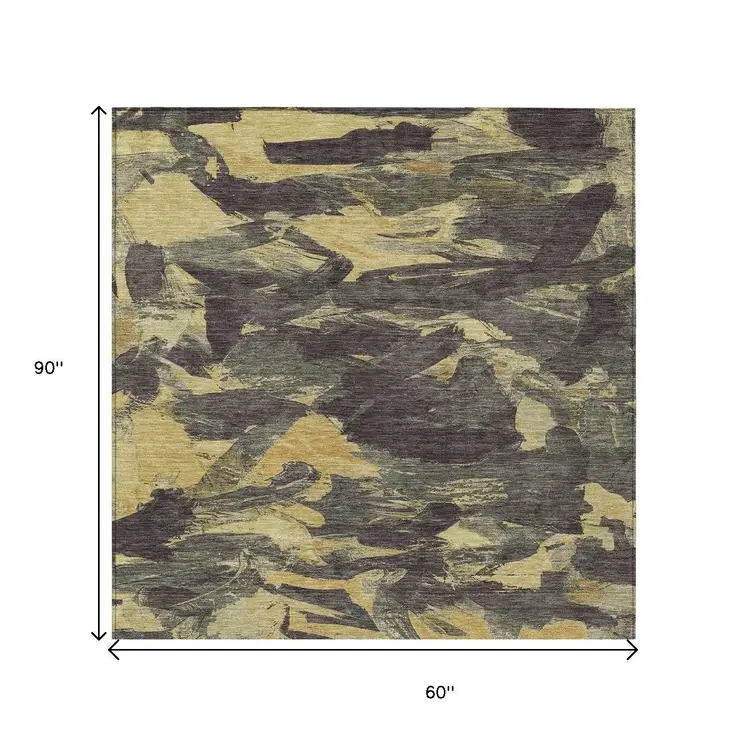 5' X 8' Charcoal And Gray Abstract Washable Indoor Outdoor Area Rug