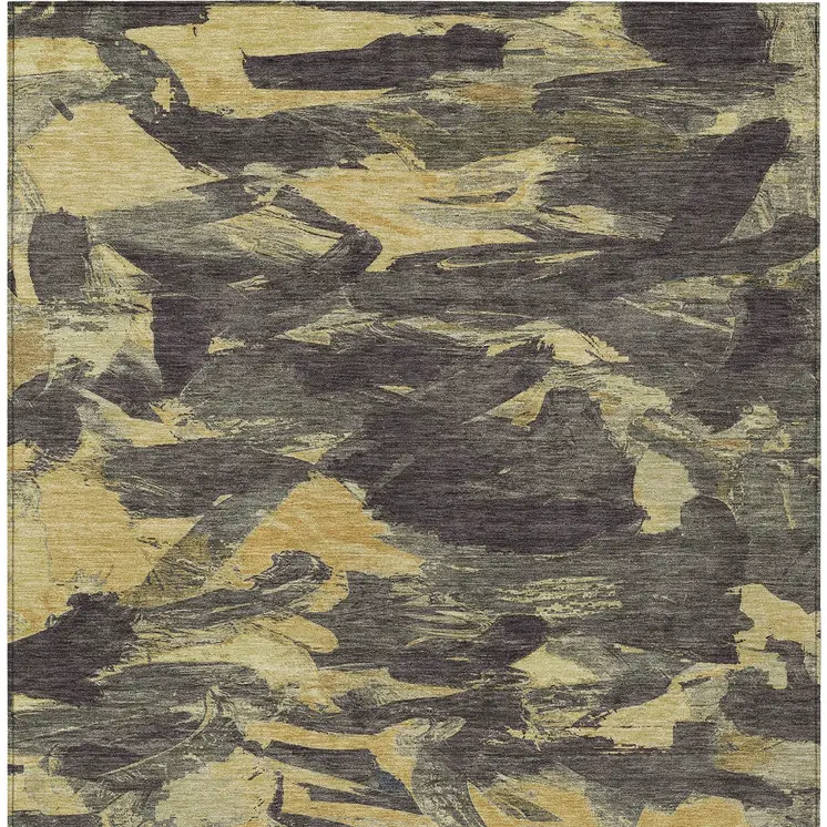 8' X 10' Charcoal And Gray Abstract Washable Indoor Outdoor Area Rug