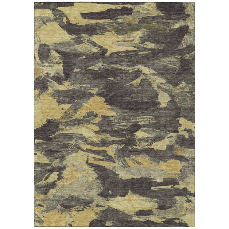 8' X 10' Charcoal And Gray Abstract Washable Indoor Outdoor Area Rug