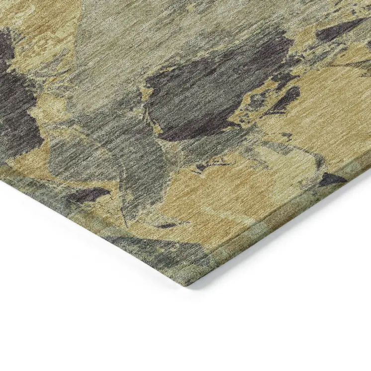 8' X 10' Charcoal And Gray Abstract Washable Indoor Outdoor Area Rug