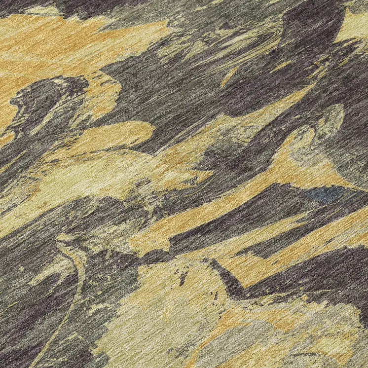 8' X 10' Charcoal And Gray Abstract Washable Indoor Outdoor Area Rug