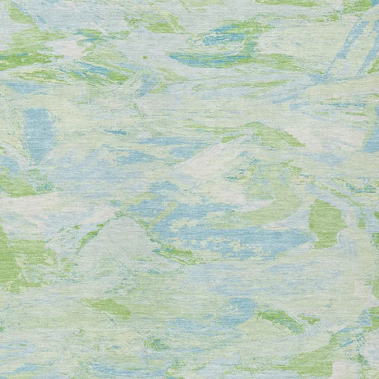 3' X 5' Mint Green And Blue Abstract Washable Indoor Outdoor Area Rug