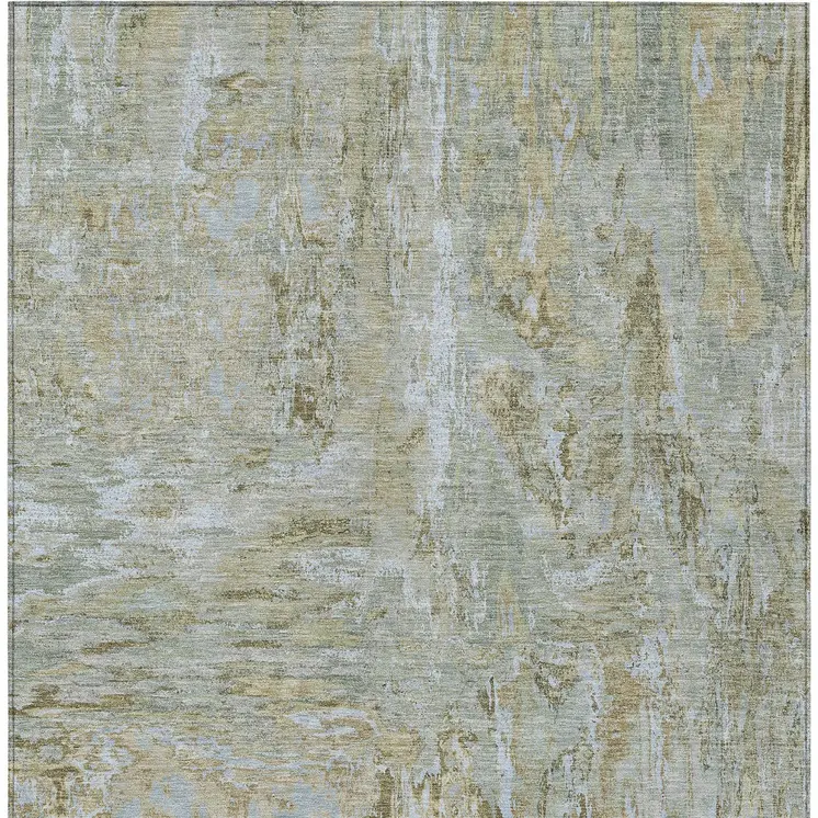 3' X 5' Khaki And Brown Abstract Washable Indoor Outdoor Area Rug