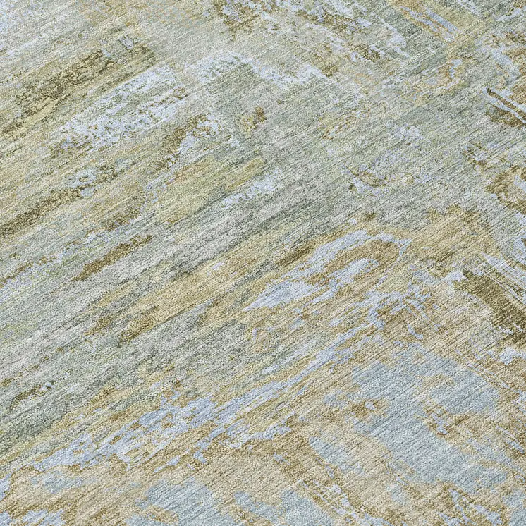 8' Khaki And Brown Round Abstract Washable Indoor Outdoor Area Rug