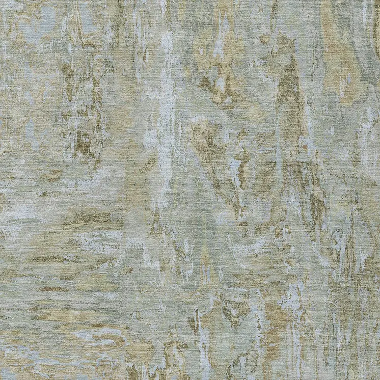 9' X 12' Khaki And Brown Abstract Washable Indoor Outdoor Area Rug