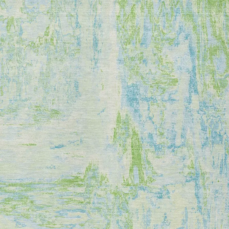 3' X 5' Mint Green And Blue Abstract Washable Indoor Outdoor Area Rug