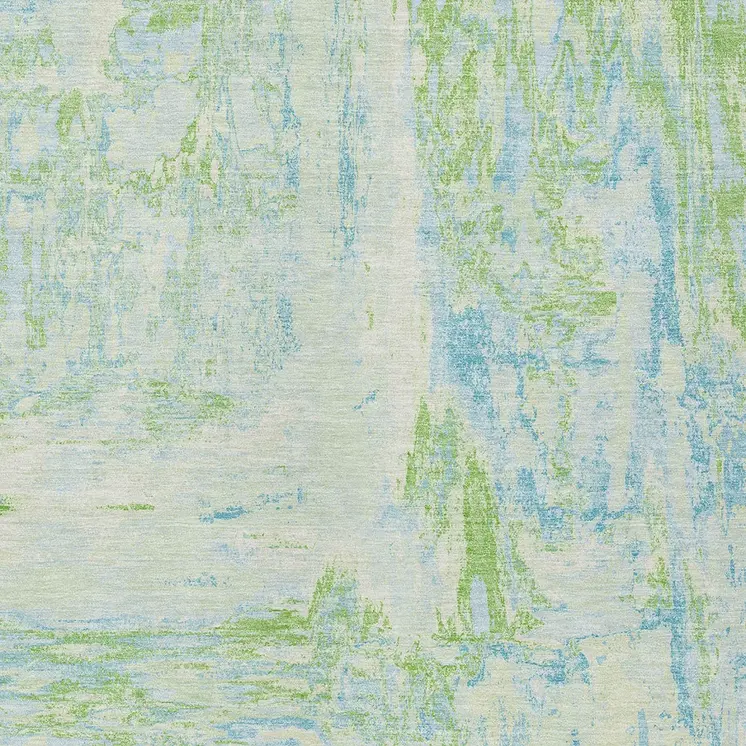 8' X 10' Mint Green And Blue Abstract Washable Indoor Outdoor Area Rug