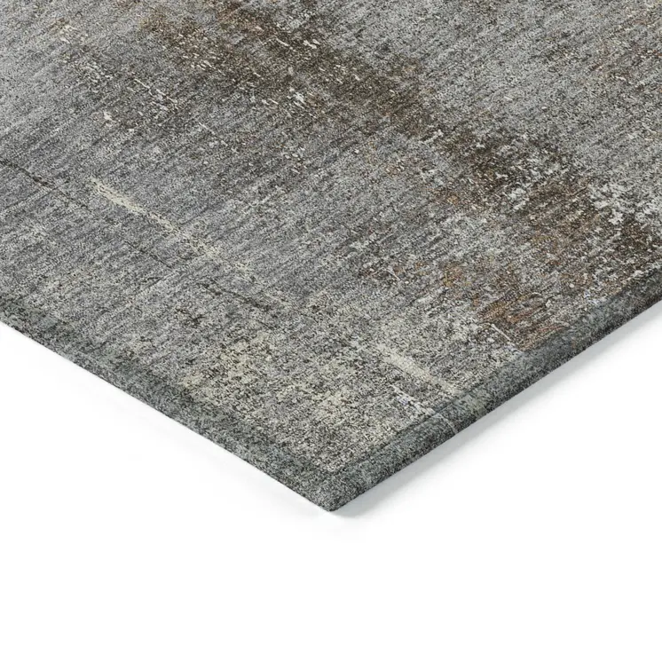 5' X 8' Khaki And Brown Abstract Washable Indoor Outdoor Area Rug