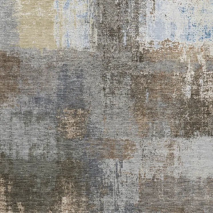 8' X 10' Khaki And Brown Abstract Washable Indoor Outdoor Area Rug