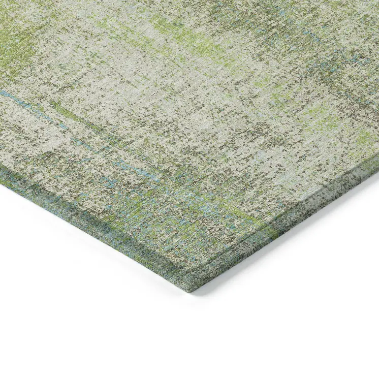 3' X 5' Lime Green And Sky Blue Abstract Washable Indoor Outdoor Area Rug